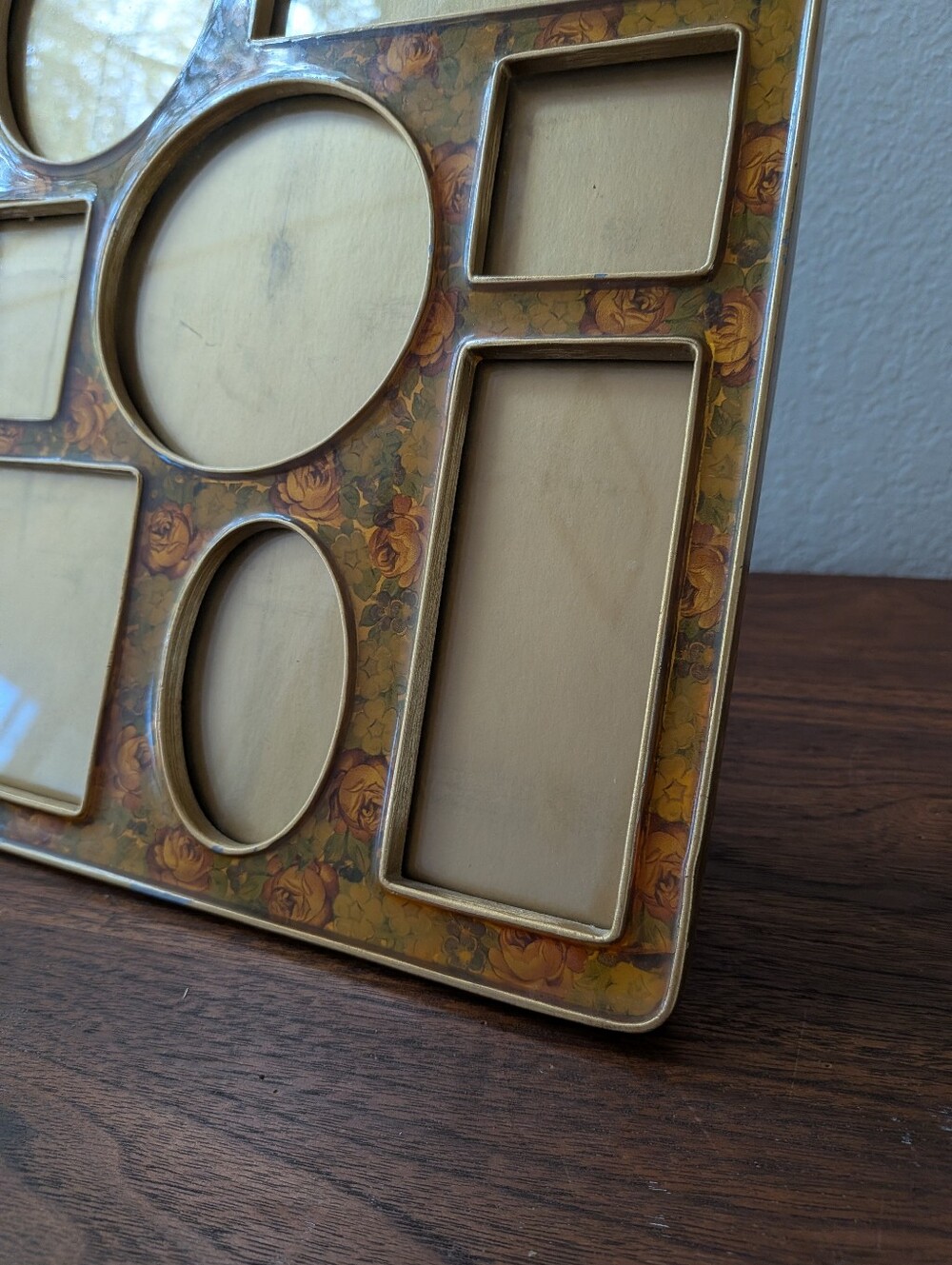 Vtg Bucklers Inc Fifth Ave NY Large Collage 8 Picture Frame Floral Enamel Yellow - Picture 4 of 15